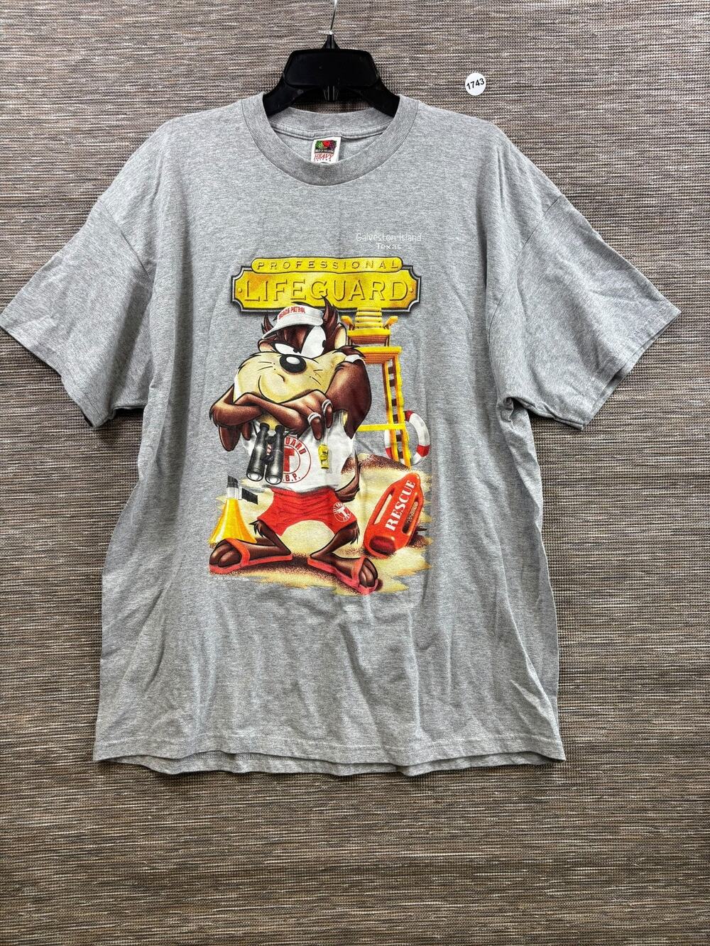 Vintage Looney Tunes Taz Shirt Mens Size 2XL Gray Professional Lifeguard